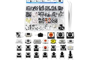 EGSCST 385PCS 27Values Micro Momentary Tactile Push Button Switch Assortment Kit 2 Pins/3 Pins/4 Pins Tact Pushbutton Switches Set