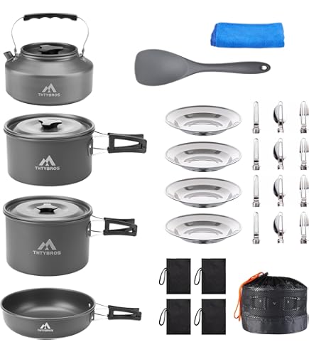 Camping Mess Kits 28 PCS Dinnerware Set Cookware Bowls Plates - View #8
