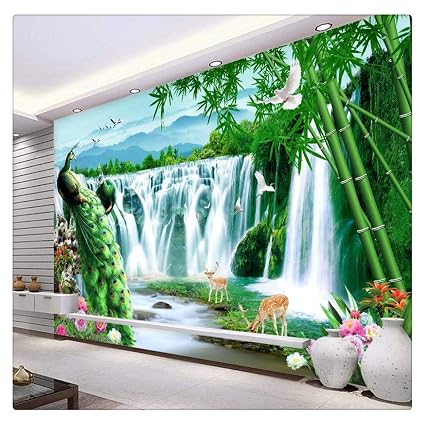 Carta Da Parati 3d Home Decor Murale Pavone Acqua Ricca
