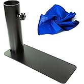 ALPHABET WONDERS Flagpole Tire Mount 2.5" - Portable Base Stand Holder with Base, Flag Pole for Car, Camping, Tailgating - Complete with Microfiber Cleaning Cloth (Large)