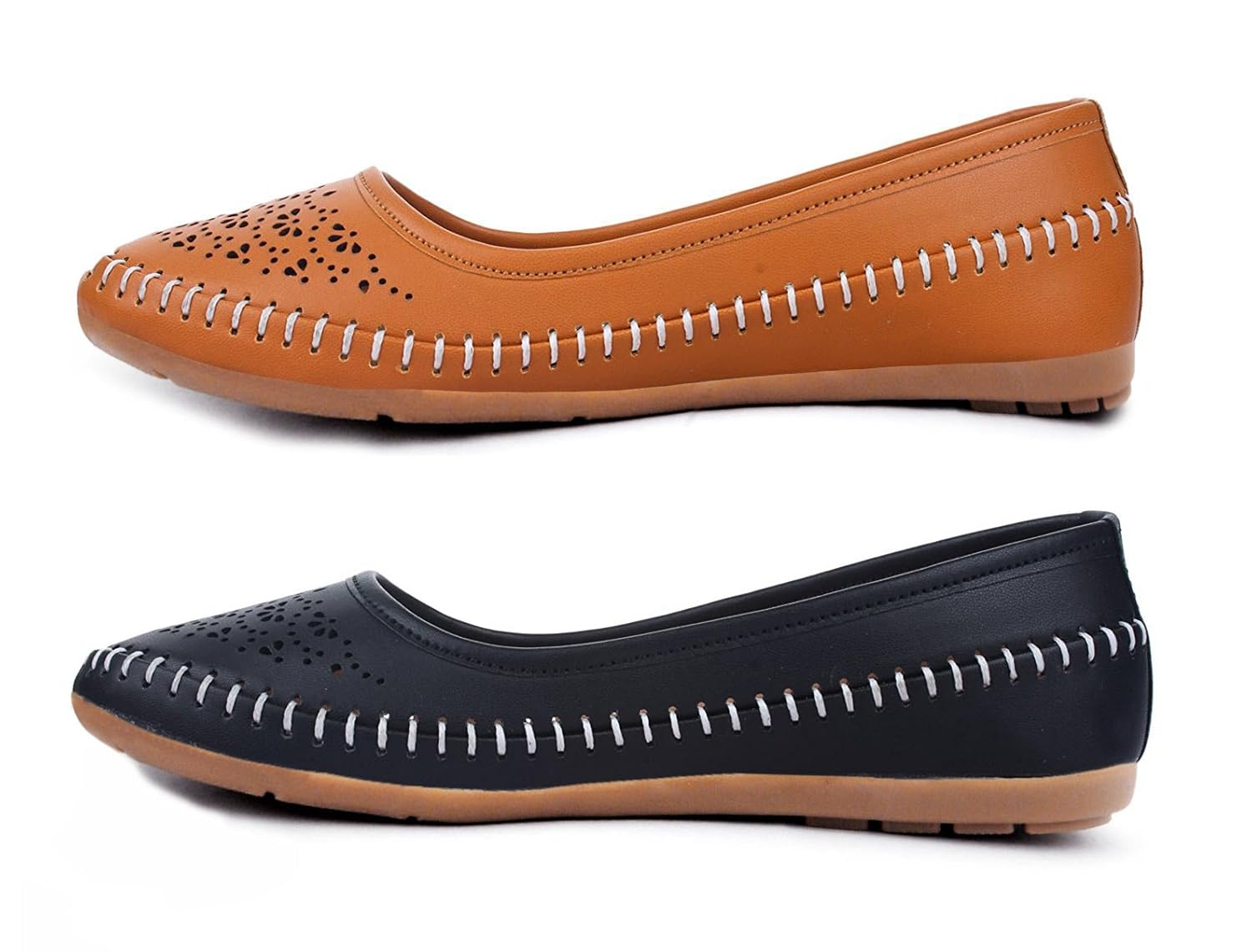 ziaula synthetic stylish laser cut bellies for woman (belly shoe) combo pack