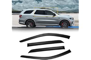 CMVT AUTO Window Visor for 2011-2024 Dodge Durango, Out-Channel Rain Guards Shields Vent Shade Deflector Wind Dark Smoke Ventshade Ventvisor 12 13 14 15 16 17 18 19 20 21 22 23 24, Tape-On Outside-Mount, 4PCS