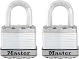 Master Lock Pack of 2 Heavy Duty Padlocks 8/10 Outdoor Keyed Laminated Steel view 1