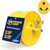 Camco Heavy Duty RV Auto PowerGrip AdapterContoured Shape for Easy Grip and Removal, 15M/30F (15M, 30 Amp, 125 V, 1875 W) (55