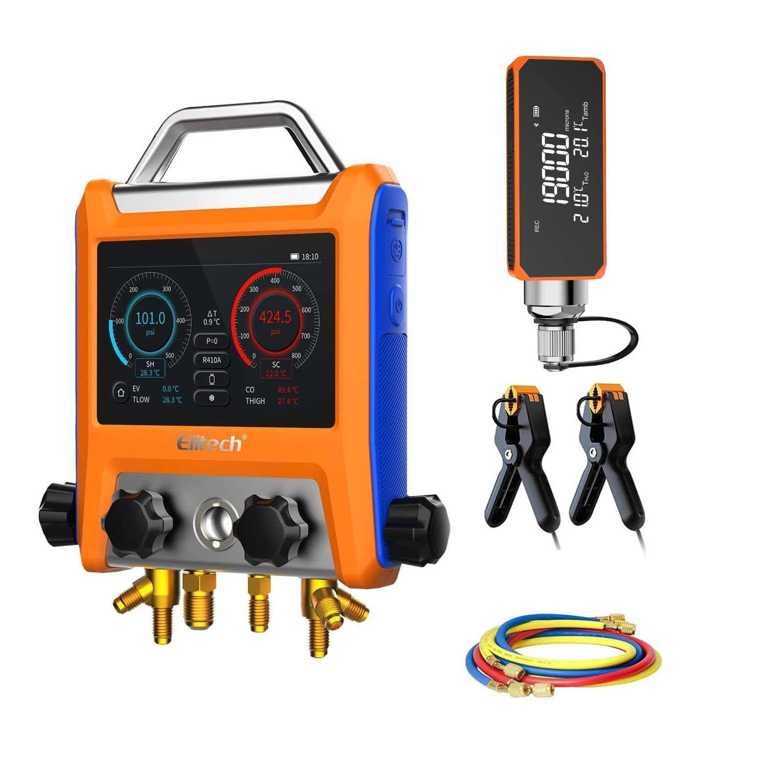 Elitech Digital 4 Valve Manifold Gauge HVAC with