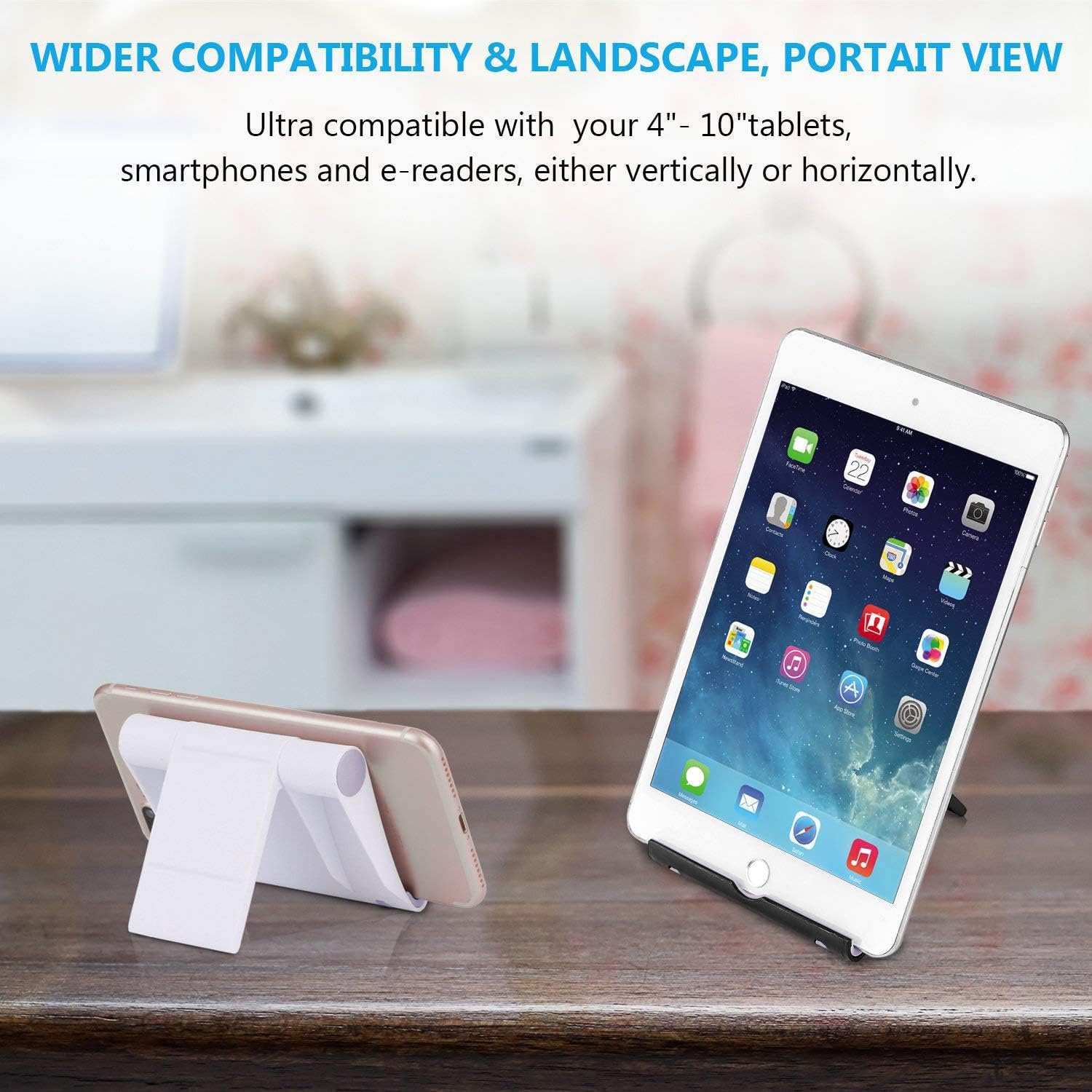 KABIOU 4 Pack Cell Phone Stand Adjustable Holder for Desk,Tablet Stand Universal Smartphones for Holder Tablets(4-11"),Compatible with iPhone11/11Pro Max/X/XS/XR/7/8Plus,Galaxy S8/S7Note8,iPad,Mini: Home Audio & Theater