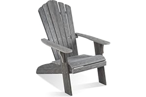 ACUEL Adirondack Chair Outdoor, Oversized Patio Chair Poly Lumber, Weather Resistant & Heavy Duty, Fire Pits Chair for Porch, Poolside, Lawn, Backyard and Garden, 350lbs Capacity (Grey)