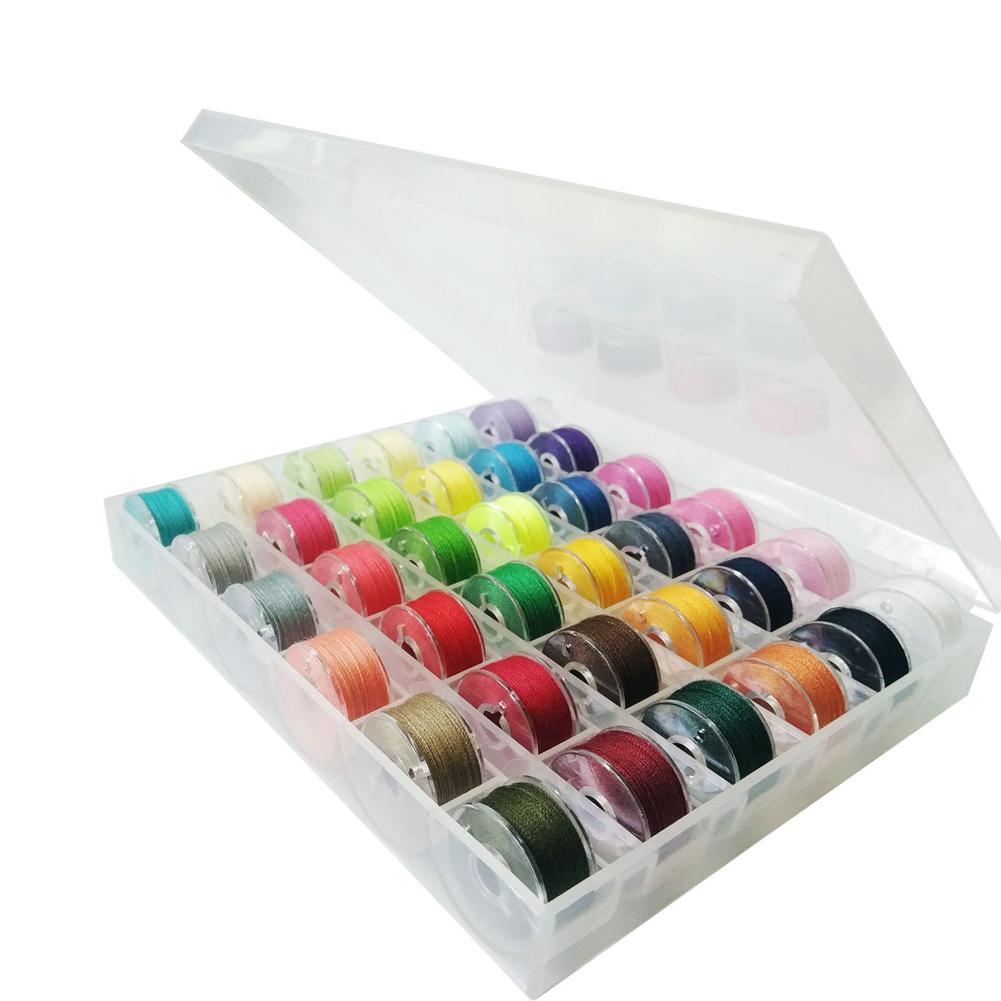 36 Bobbins and Sewing Thread with Case for Brother Singer Babylock Janome Kenmore (Assorted Colors)