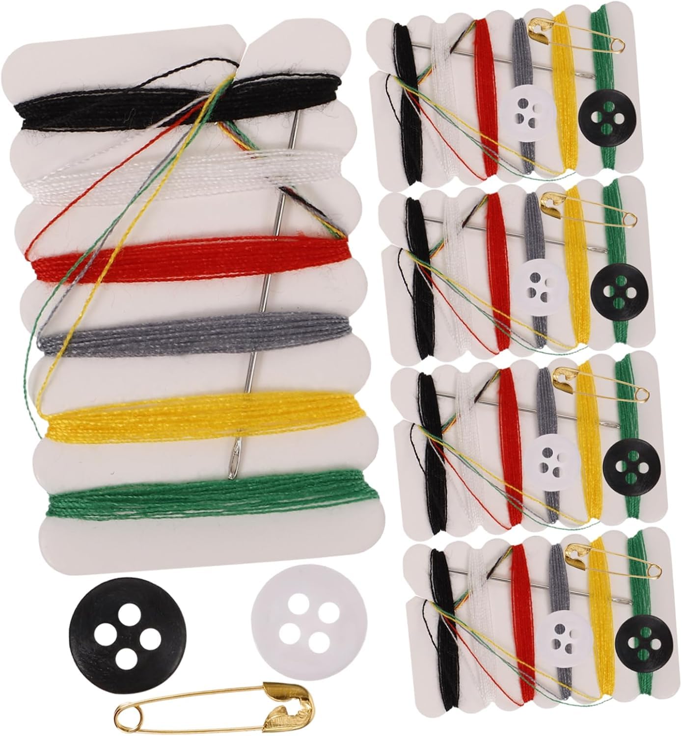 REFRESHKO Sewing Kit: 25-Piece Travel Emergency Kit with 6 Colored Threads, 2 Buttons, 1 Needle, 1 Pin