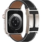 Charlam Leather Magnetic Watch Band, Compatible with Apple Watch Bands 40mm 38mm 41mm 42mm 44mm 45mm 46mm 49mm Women Men, Top Grain Leather Designer Strap for iWatch Series 11/10/9/8/7/6-1/Ultra 3/SE3