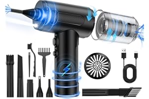 OPINTA 3 in 1 Compressed Air Duster/Pump & Wireless Vacuum Cleaner - 3 Level Adjustable, 68W Power - Cordless Portable Air Blower with LED Light & 10 Kits for Keyboard, Car, Replace Air Can