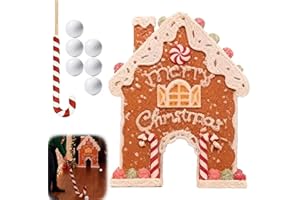 Gingerbread Golf Game Set -2026 Christmas Party Games, Indoor Gingerbread Mini Golf Game Set with Candy Cane Club & 6 Balls, 