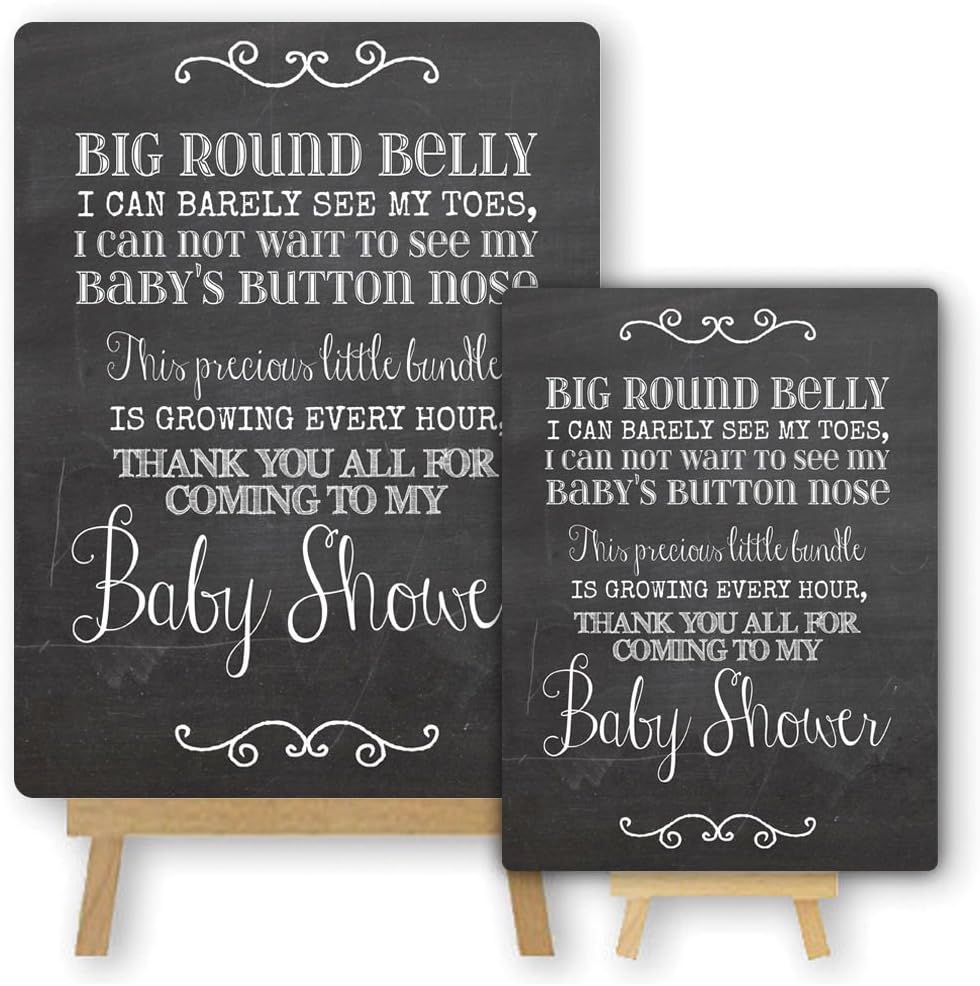 The Lilac Hippo Vintage Chalkboard Style Metal Baby Shower Sign With Easel (A5)