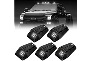 ALDST Solar Wireless No Drill Truck Cab Roof Lights with Motion Vibration Sensor 5PCS Ultra-Bright LED IP67 Solar Security Lights for Trucks RVs (White)