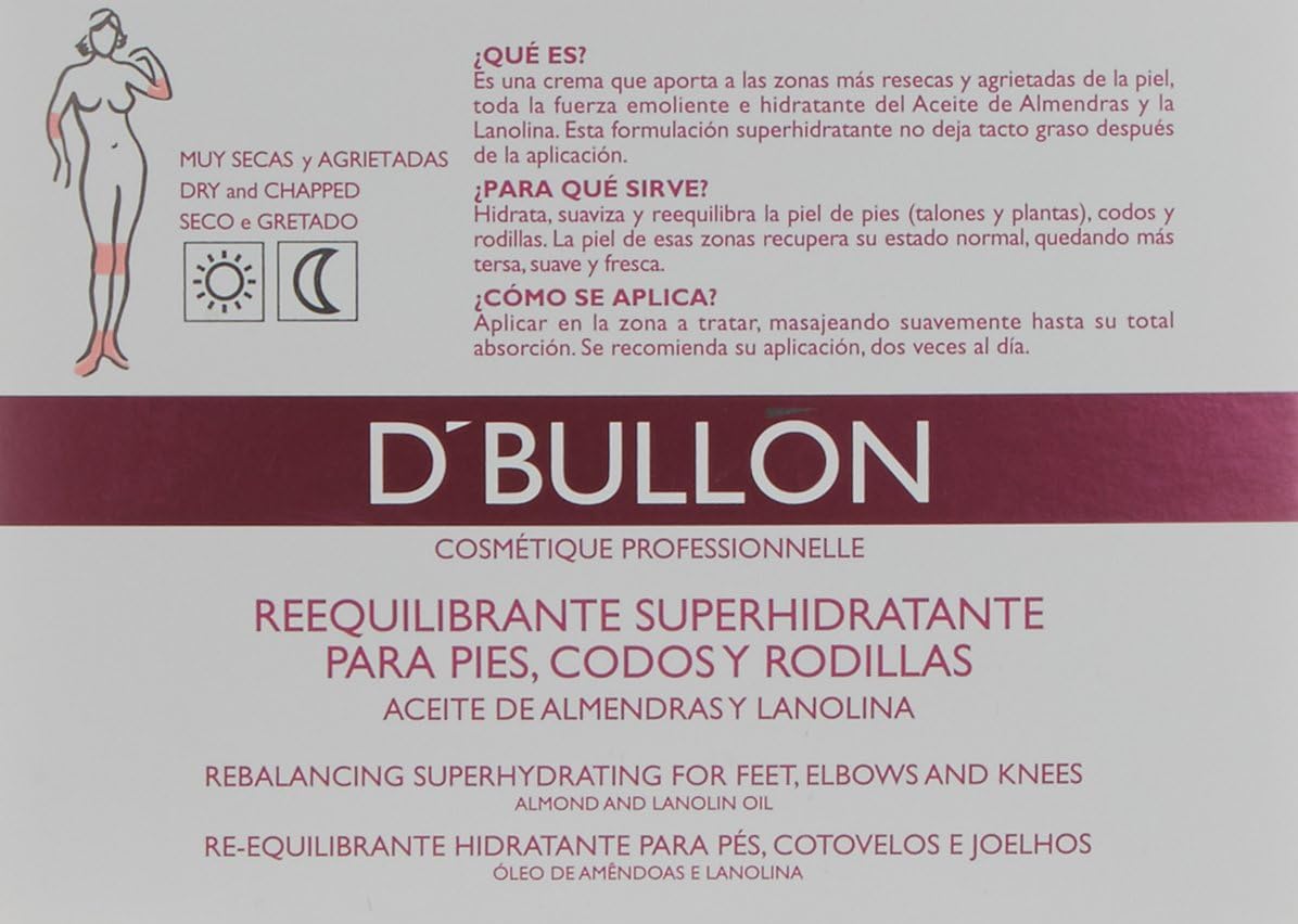 D'Bullón Professional Cream Specifically for Feet Elbows and Knees, Super-Hydrating Re-Balancing, with Almond Oil - 200 ml - Image 4