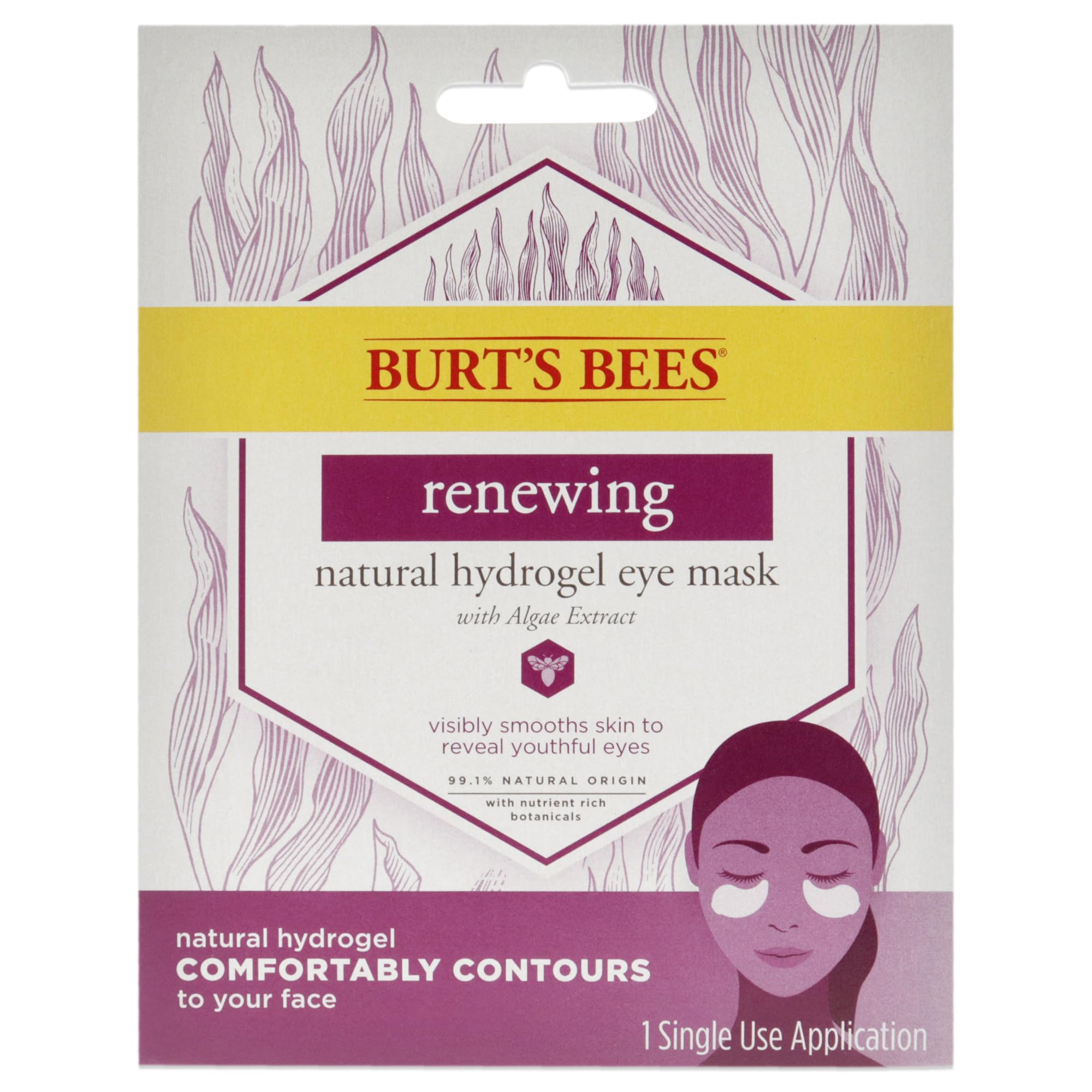 Burts Bees Renewing Natural Hydrogel Eye Mask for Women 1 Pc Mask