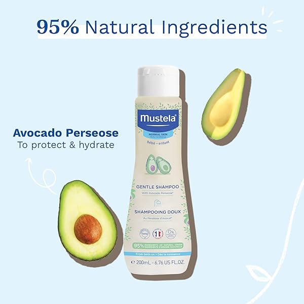 MUSTELA BABY GENTLE SHAMPOO WITH NATURAL AVOCADO – HAIR CARE FOR KIDS OF ALL AGES & HAIR TYPES – TEAR-FREE & BIODEGRADABLE FORMULA – 6.76 FL. OZ.