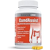 Balance ONE Candida Cleanse Support Supplement for Women &amp; Men, 90 Capsules | Candida Support, Candida Supplement, Caprylic Acid, Undecylenic Acid, Oregano, Berberine, Delayed Release, CandAssist