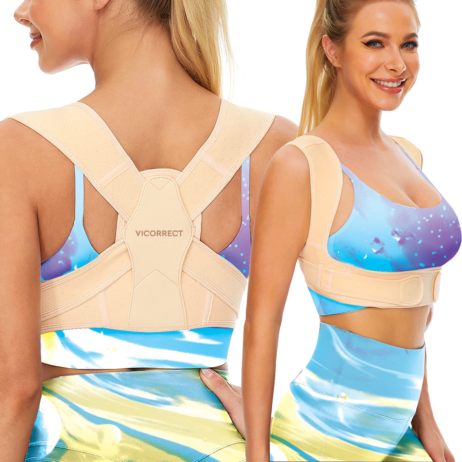 Vicorrect Posture Corrector for Women and Men, Adjustable upper back straightener posture corrector and Providing Pain Relief from Neck, Shoulder, and Upper Back (Large/XL)