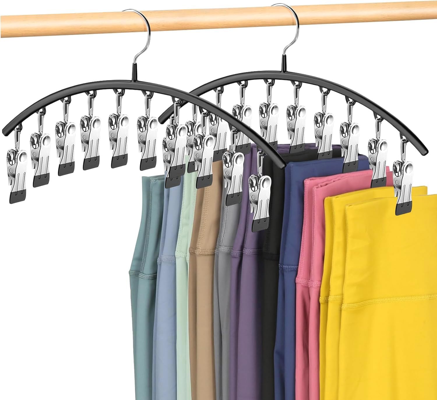 Photo 1 of Legging Organizer for Closet,Leggings Hangers for Closet 2 Pack Pants Hangers w/10 Clips, Space Saving Hangers Closet Organizers and Storage for Pants Skirts Scarf Legging