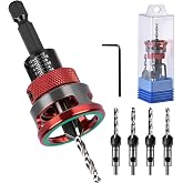 7 PCS Countersink Drill Bit Set with Depth Stop Collar for Woodworking | Adjustable Four-Flute HCS Cutters Drill Bits,4 Size Choices with Wrench,for Wood,MDF,Plywood &amp; Plastic