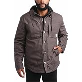 Bass Creek Outfitters Canvas Mens Jacket - Insulated Workwear Fleece Zip Front Duck Canvas Mens Winter Jacket with Hood