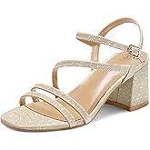 mysoft Women's Strappy Low Chunky Block Heel Sandals Open Toe Dress Shoes