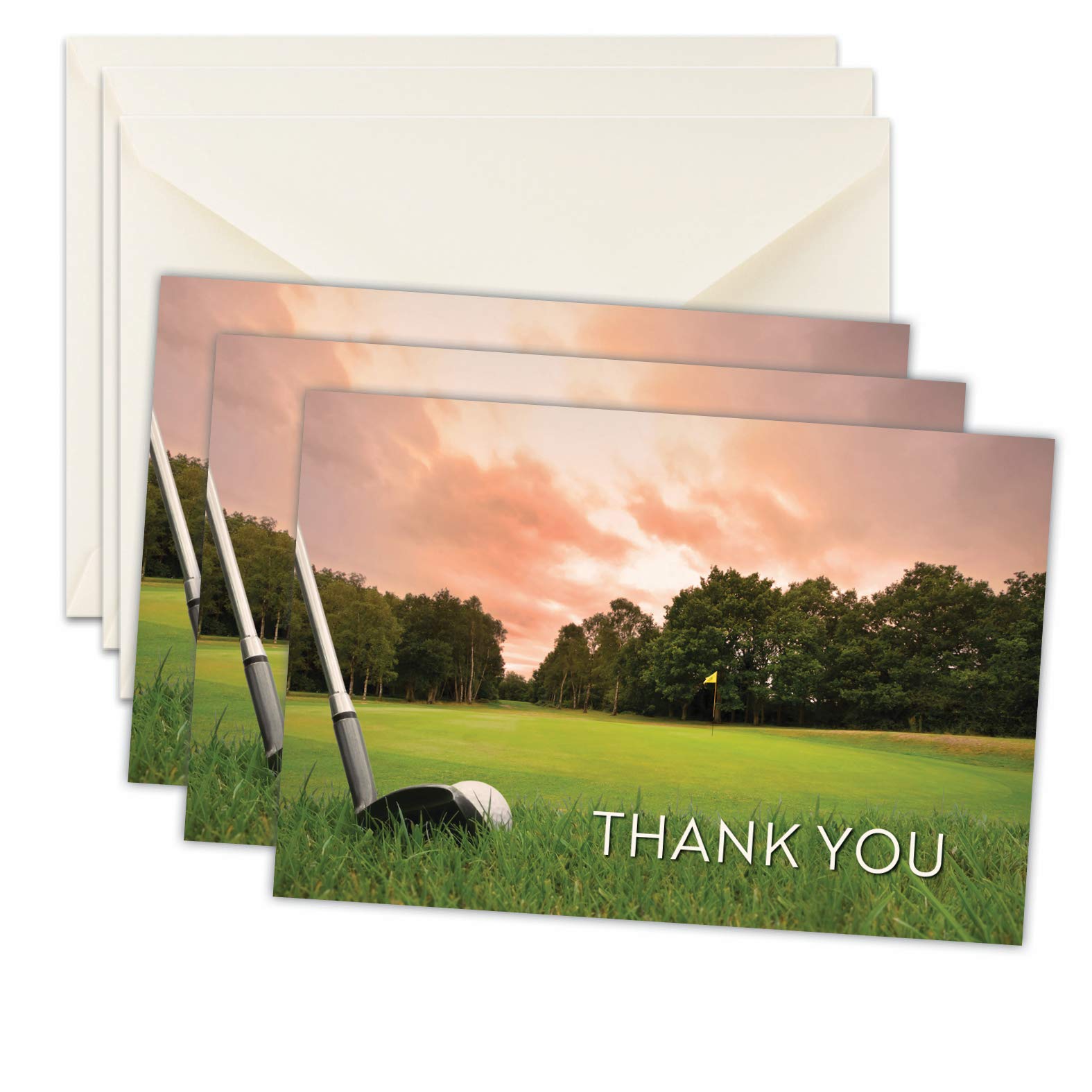 Funeral Sympathy Bereavement Thank You Cards With Envelopes - Message Inside (Golf, 50)