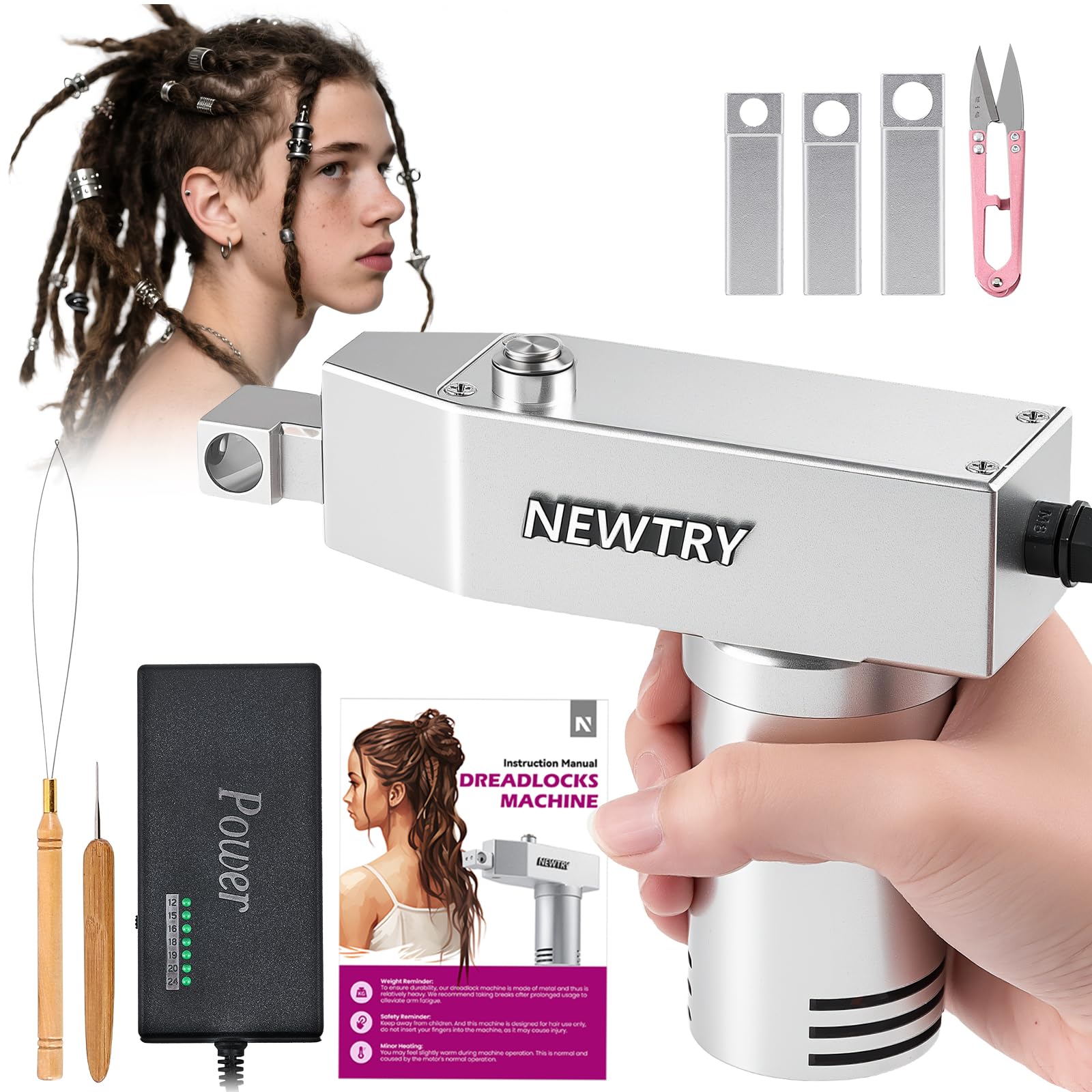 Photo 1 of NEWTRY Dreadlocks Machine for Dreadlocks Extensions Creation, Fast & Easy DIY Portable Dreadlocks Maker, Automatic Loc Machine with Multiple Tools