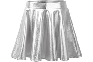 Lorilida Kids Sport Dance Skirt Girls Metallic Pleated Skirts Mini Skater Skort Shiny Scooter Skirt