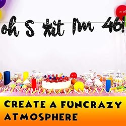 Oh I’m 46! Banner Backdrop Glitter Black Hallo