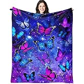 Rnmkertio Blue Butterfly Blanket Butterfly Gifts for Women Girls, Butterflies Throw Blanket Butterfly Decorations for Bedroom Decor 50" X 40"