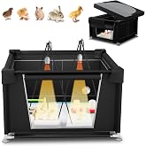 Large 42" x 42" x 36.6" Chicken Brooder Box Starter Kit, Brooder Pen for Chicks Ducks Quail, Temperature-Adjustable Bulb Set, Thermometer, Chicken Feeder &amp; Waterer Set with Pee Pads,Chick Perch