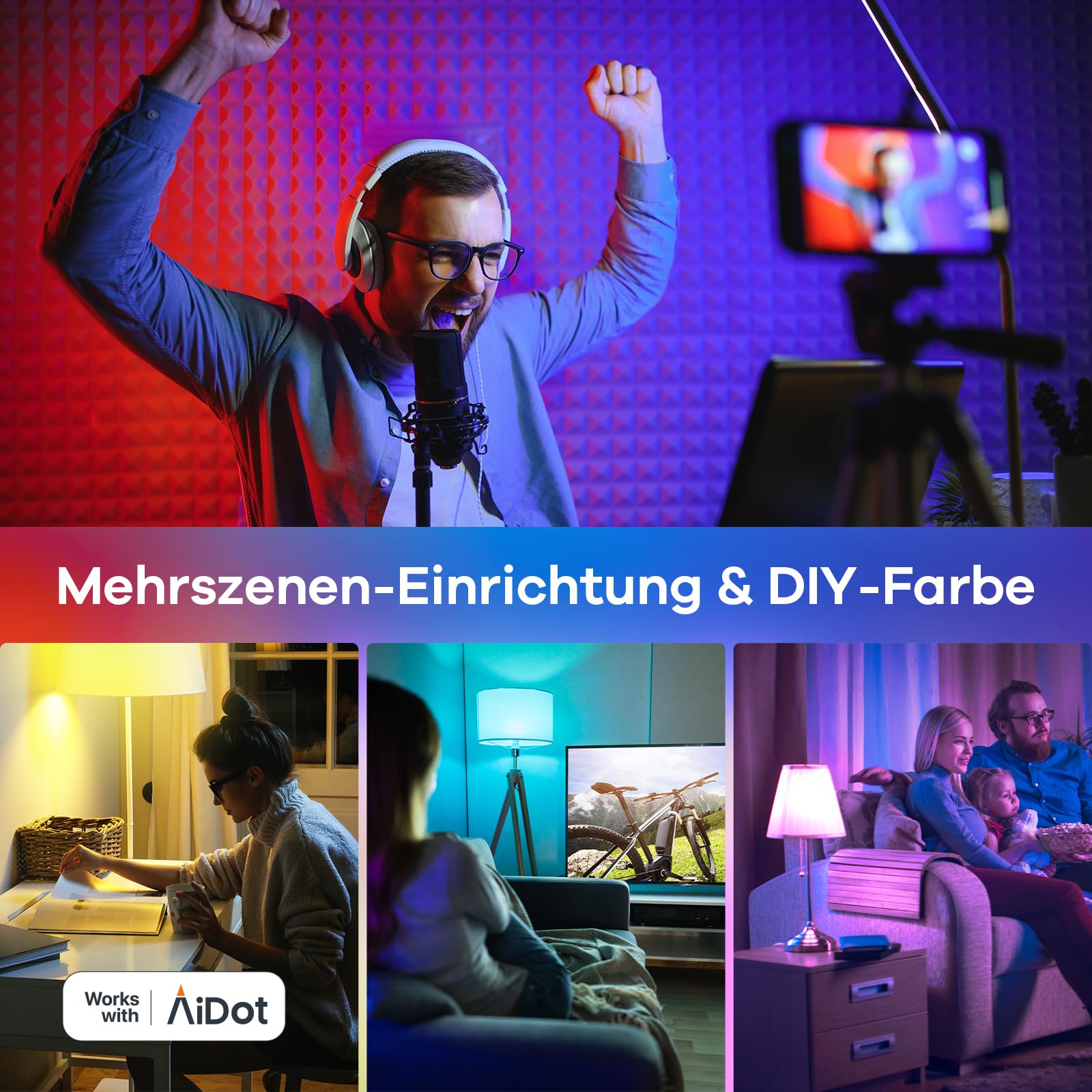 Linkind Matter Smart RGBTW Lampe, Wifi E27 Alexa Glühbirne, 1800-6500K Mehrfarbige WLAN Intelligent Birne, Musik Sync, Kompatibel mit Siri/Google Home/SmartThings, 800 Lumen, ersetzt 60 Watt, 4 Stück 8