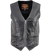 Milwaukee Leather XS1246 Ladies Black 'Braided' Classic Leather Vest