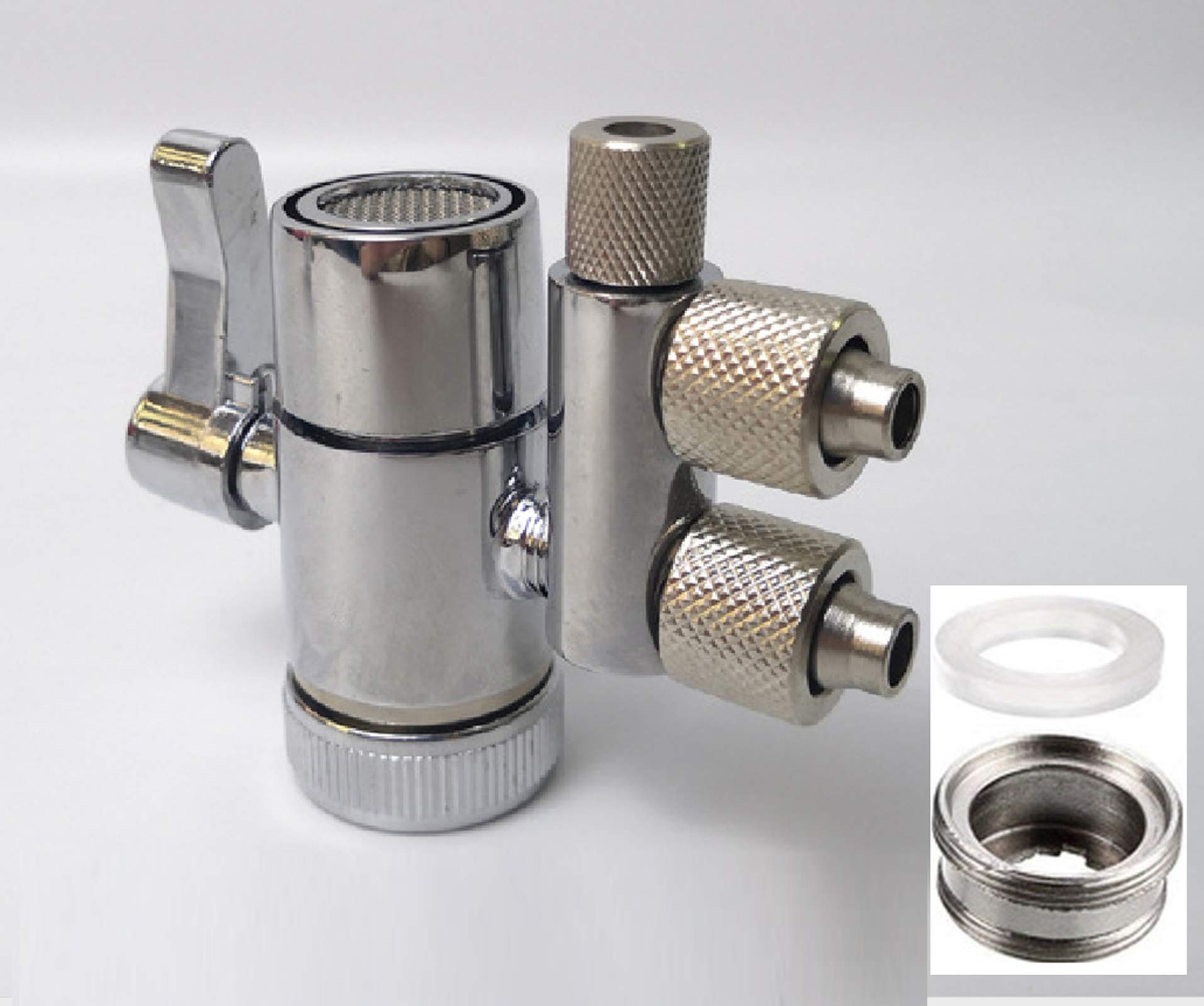 Realgoal Two Way 3/8" Brass Diverter Valve Chrome for Water Filters Water Prufiers and More
