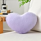 IREMATE Heart Pillow Purple Throw Pillows Decorative Pillows for Bed Couch Cute Faux Rabbit Fur Small Pillow for Women Valentine Anniversary Fall Halloween Christmas Home Decor (Mini, 13"x10")