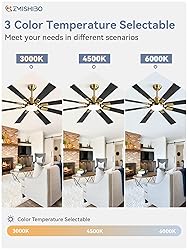 ZMISHIBO 62 Inch Black and Gold Ceiling Fans with