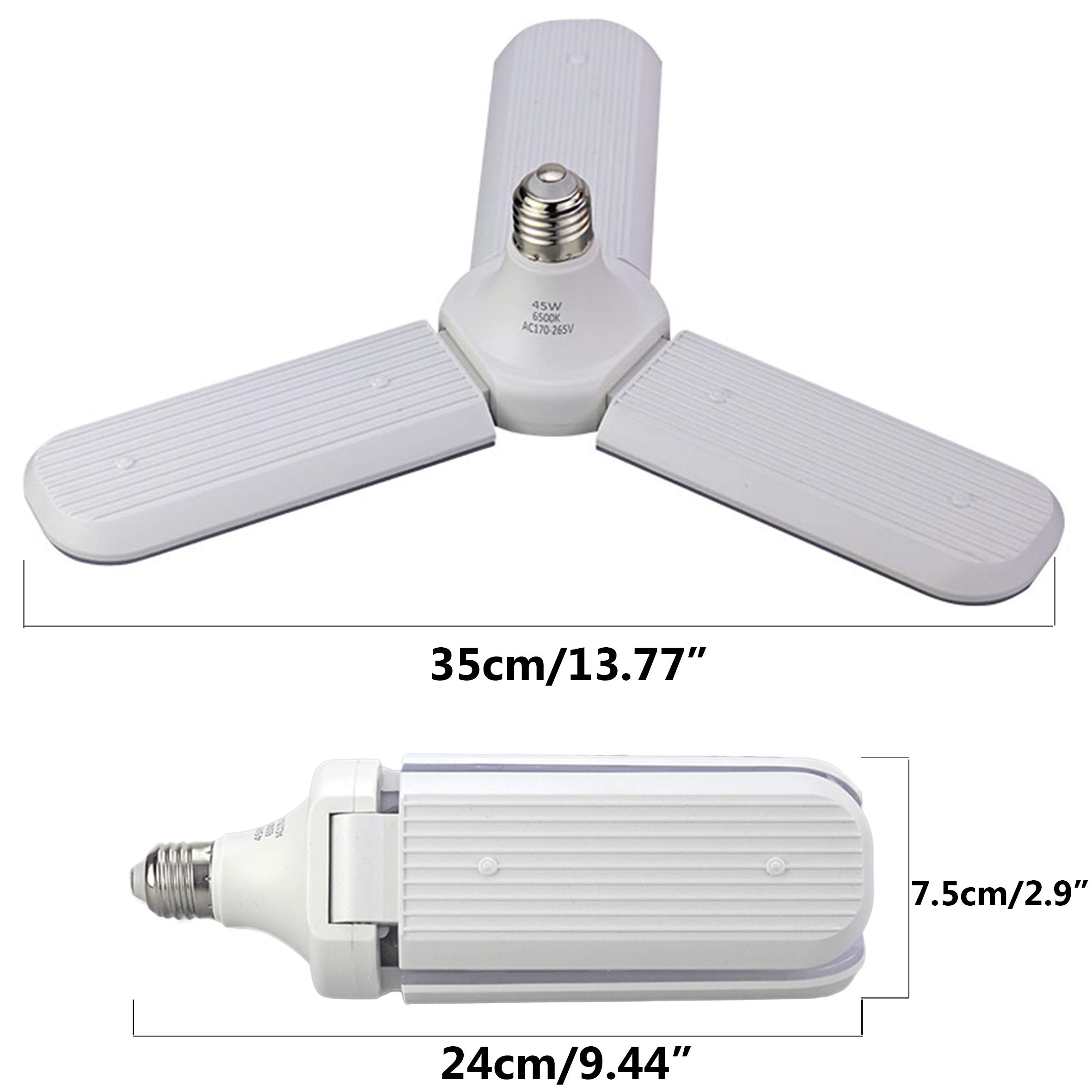 Led Garage Lights, Super Bright 45W Daylight Light Bulbs 4000LM Deformable Garage Ceiling LED Shop Lights for Garage, Working Light for Workbench, Warehouse, Workplace, Basement (Daylight)