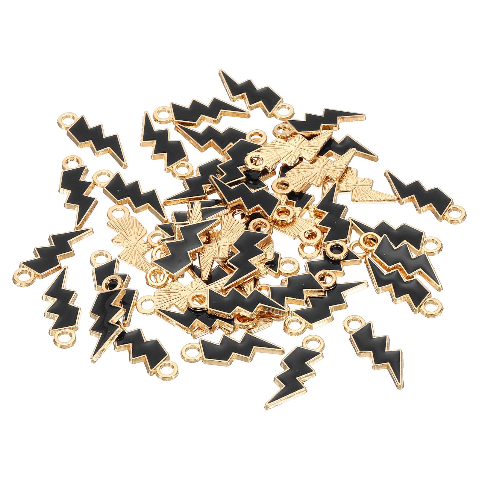 PATIKIL 21x8mm Enamel Charm, 50Pcs Alloy Thunder Charm Pendant for Jewelry Making Necklace Bracelets DIY Accessories, Black