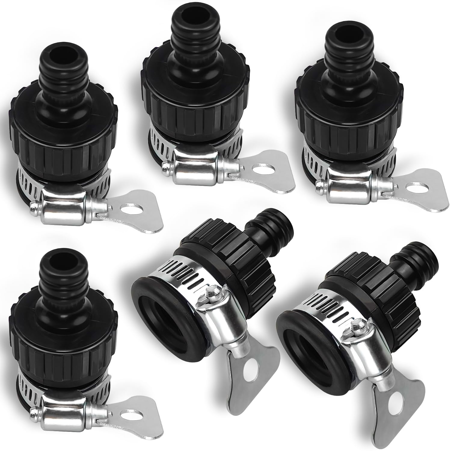 Garden universal faucet kitchen garden faucet joint with adjustable clamp for garden indoor kitchen faucet joint 6 packs