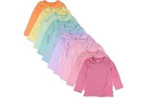 HonestBaby 10-Pack Long Sleeve T Shirts 100% Organic Cotton for Toddler, Boys, Girls