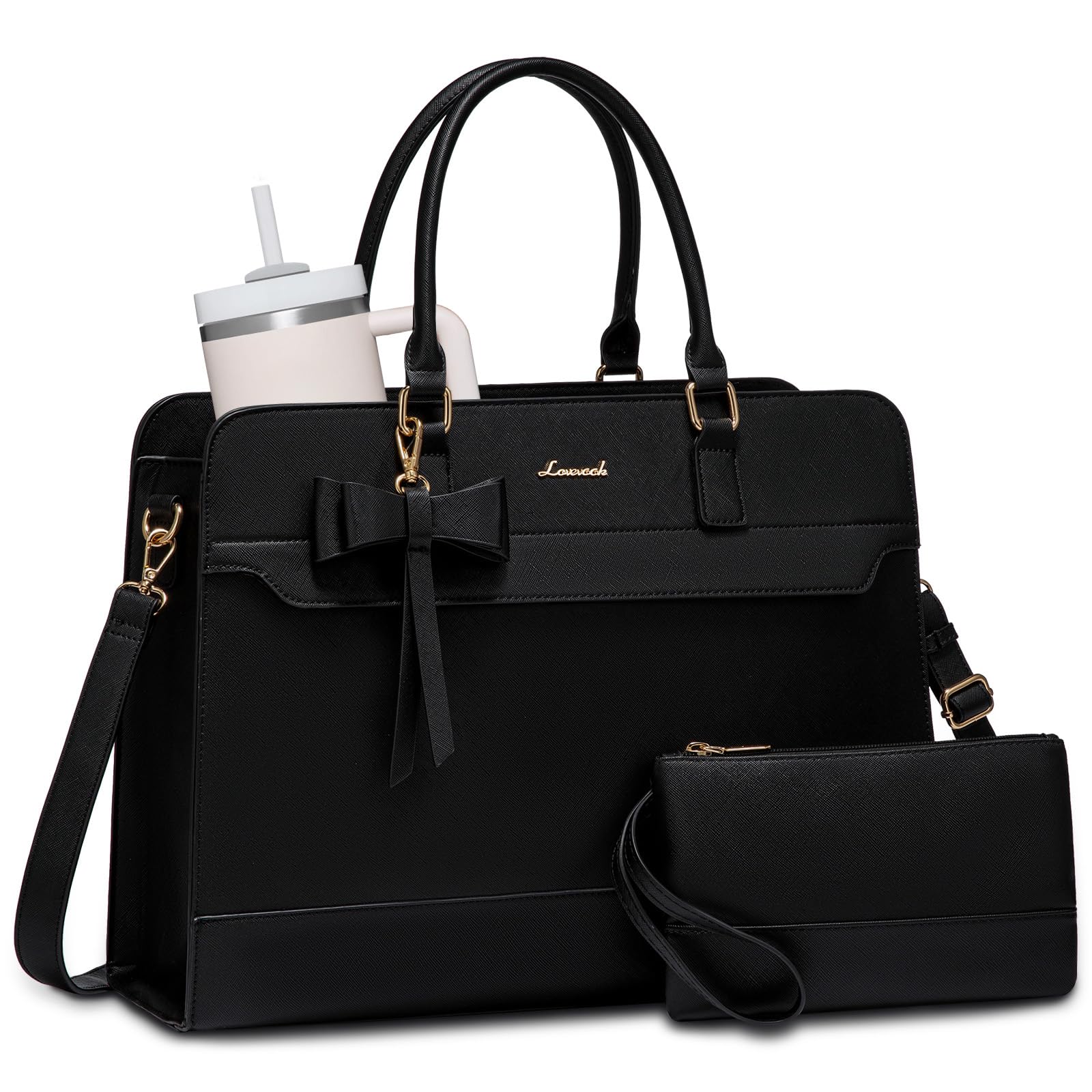 Photo 1 of LOVEVOOK Laptop Tote Bag for Women,Leather Work Bag, Waterproof Business Teacher Bag,Large Computer Handbag Purse Briefcase,Office Gifts for Women