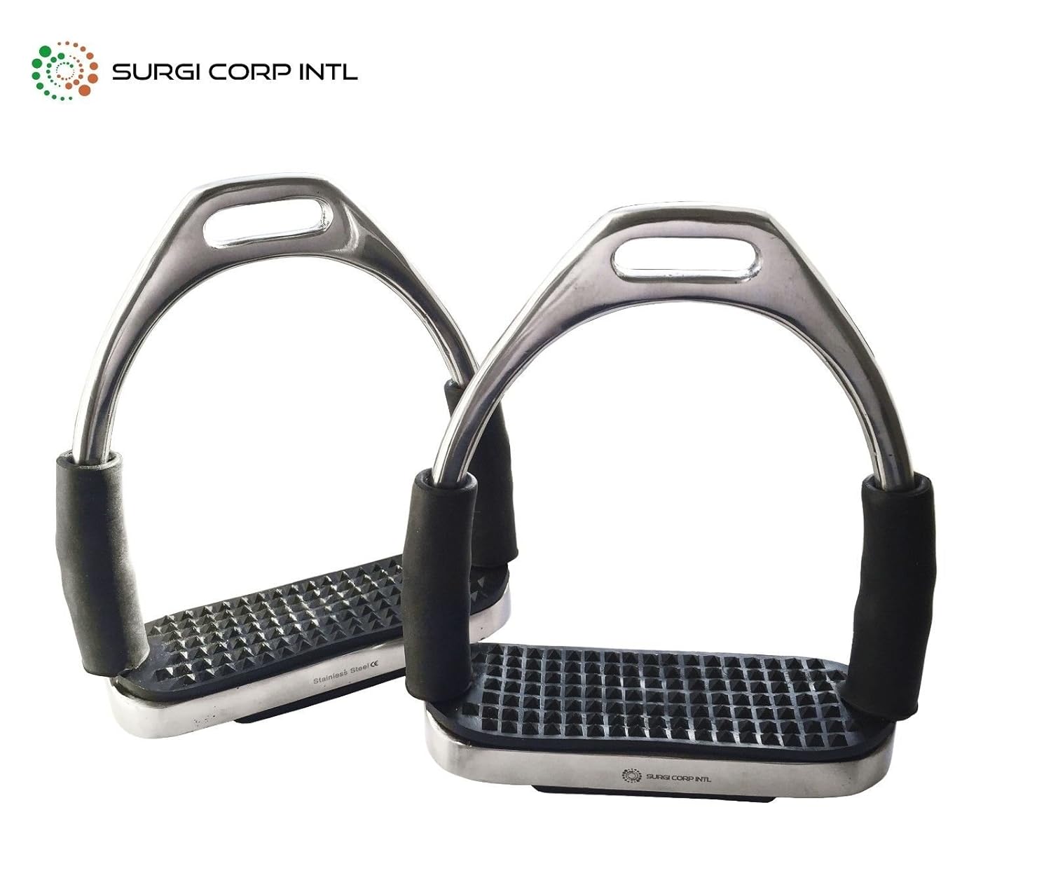 HORSE FLEXIBLE SAFETY STIRRUPS RIDING BENDY IRON STEEL BLACK COLOR 5