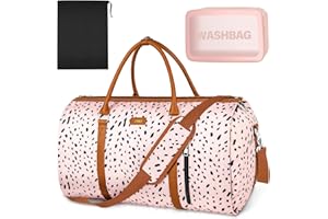 TIBES Convertible Garment Duffle Bags for Travel - Carry On Garment Bags With Toiletry Bag, Large Weekender Bags for Women Men 2 in 1 Hanging Suitcase Suit Travel Duffel Bags (Pink Leopard)