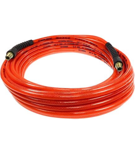 Coilhose Pneumatics Flexeel Reinforced Polyurethane Air Hose – 3/8" ID X 100 FT, 200 PSI, With 2 Brass MPT Fittings, -40 To 165°F