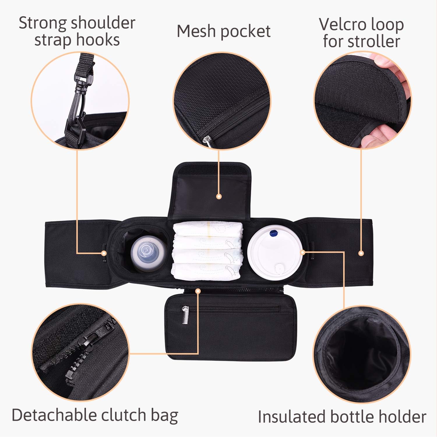 Momcozy 2-IN-1 Stroller Organizer With Insulated Cup Holders & Insulated Baby Bottle Bag / Breastmilk Cooler Bag, Fits for Stroller Like Uppababy, Baby Jogger, Britax, Bugaboo, BOB, Umbrella: Home Improvement