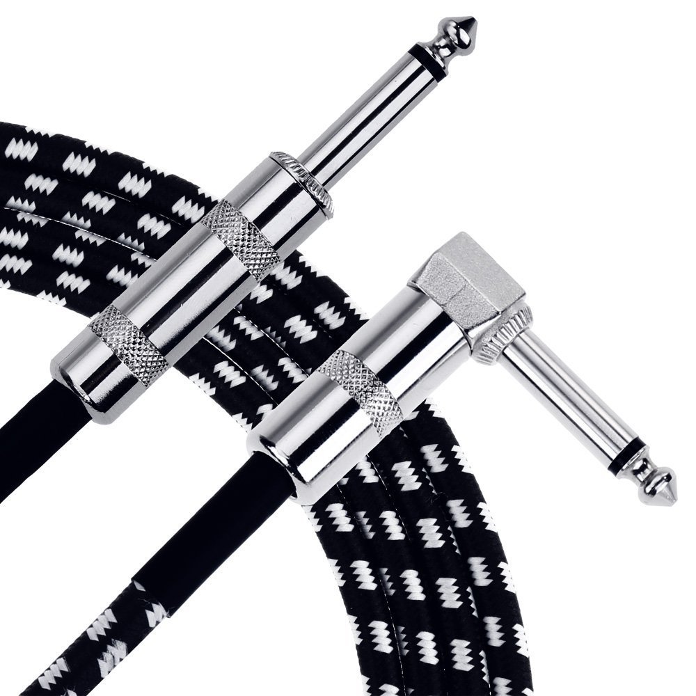 Anpro Guitar Cable 3 m /10 FT, 6.3 mm Guitar Lead Cable,Instrument Cable for Electric Bass Keyboard - Straight to L Shape Plugs