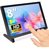 ELECROW 8 Inch Touchscreen Monitor, 1280x800 IPS LCD HD Display with Stand, Portable Capacitive Touch Screen Compatible for Raspberry Pi 3/4/5, Win 11/10/8/7, Jetson Nano, laptops, Game Consoles
