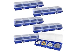 6 Pcs Stackable Hardware Organizer Plastic Screw Organizers Storage Bins with Lids for Nails/Craft Tool Organizing,Hardware S